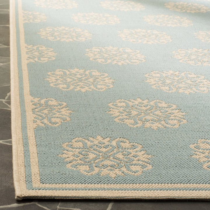 SAFAVIEH Outdoor LND181K Linden Collection Aqua / Cream Rug Image 5