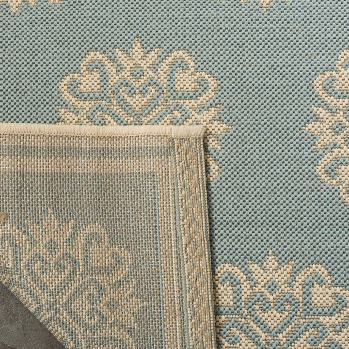 SAFAVIEH Outdoor LND181K Linden Collection Aqua / Cream Rug Image 6