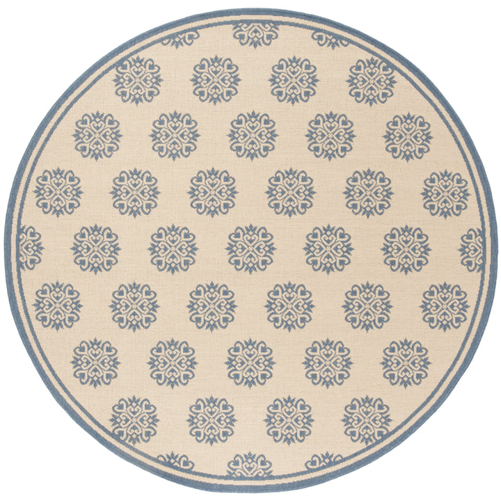 SAFAVIEH Outdoor LND181M Linden Collection Blue / Creme Rug Image 5