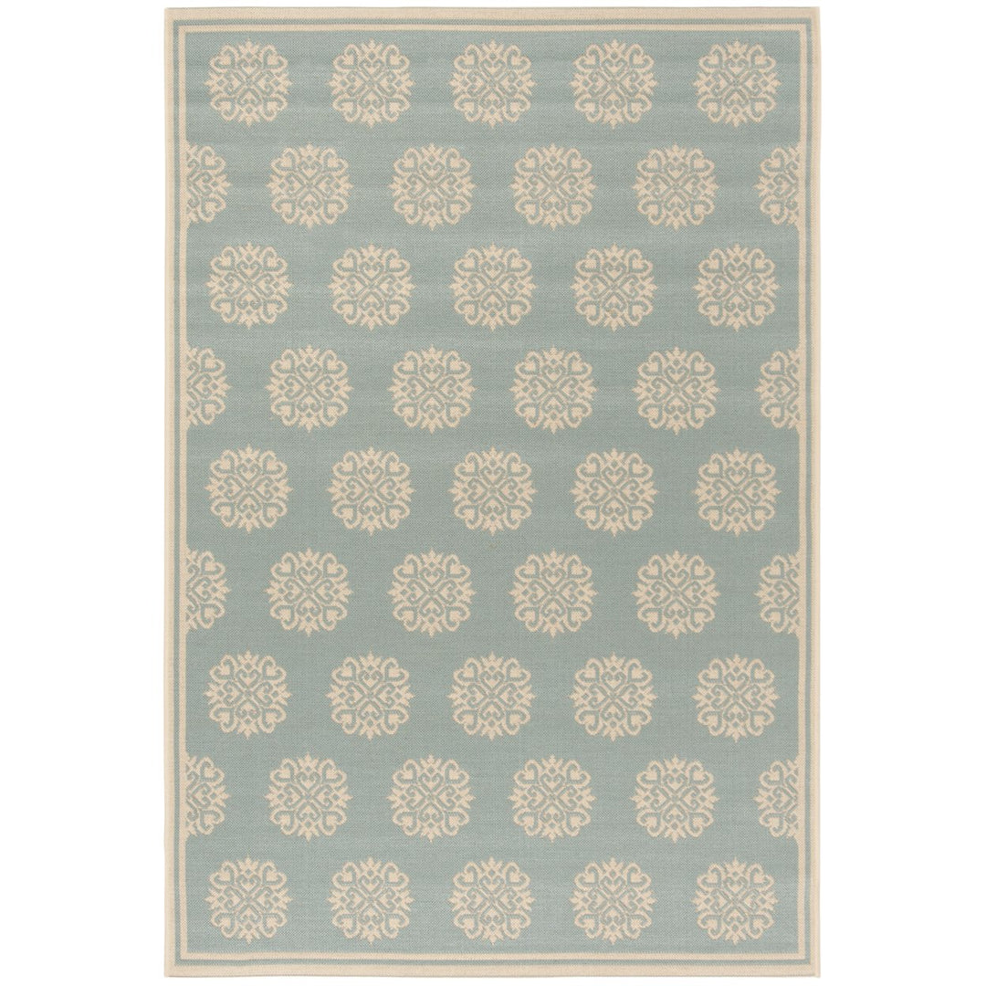 SAFAVIEH Outdoor LND181K Linden Collection Aqua / Cream Rug Image 7