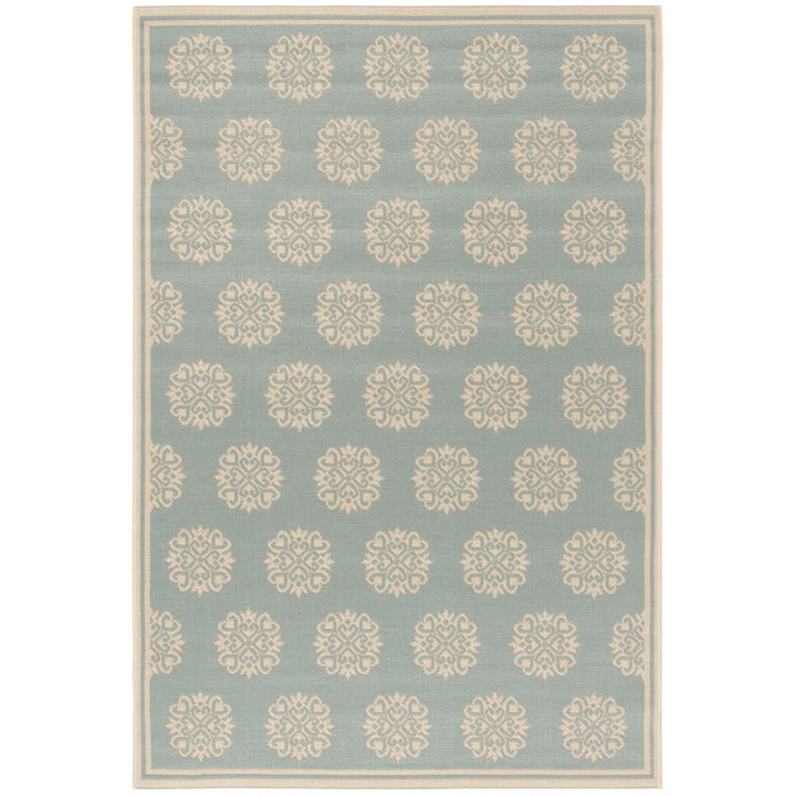 SAFAVIEH Outdoor LND181K Linden Collection Aqua / Cream Rug Image 7