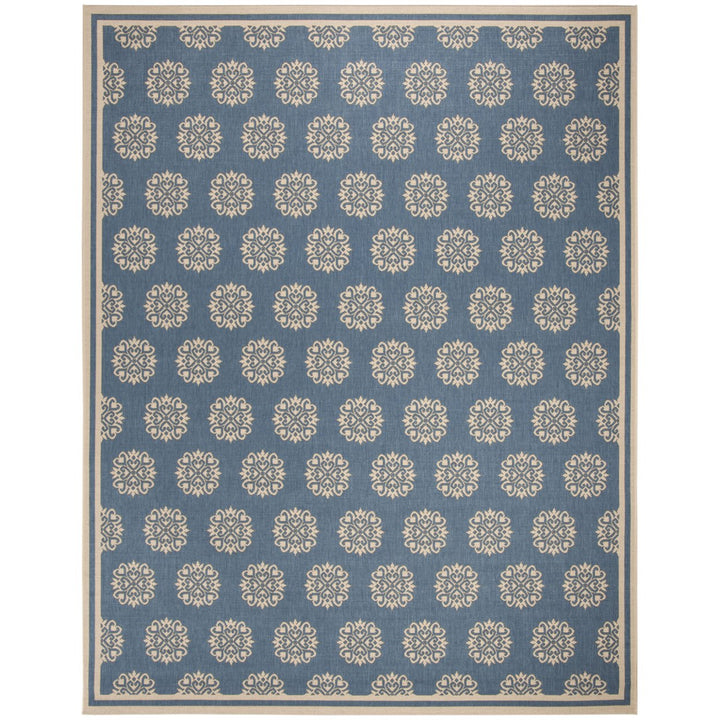 SAFAVIEH Outdoor LND181N Linden Collection Cream / Blue Rug Image 4