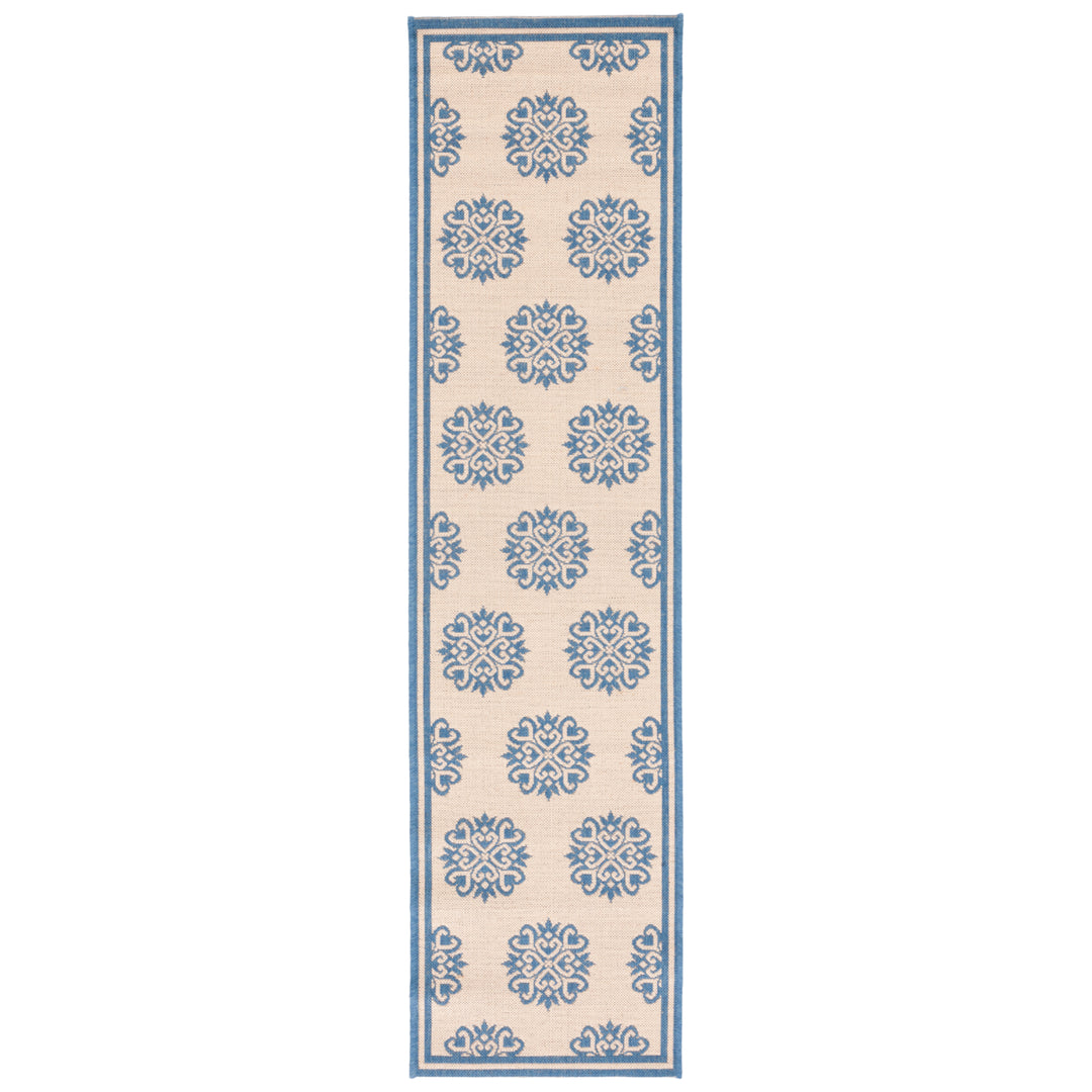 SAFAVIEH Outdoor LND181M Linden Collection Blue / Creme Rug Image 6