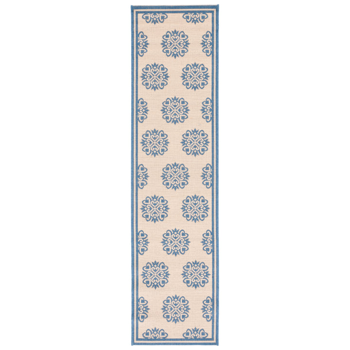 SAFAVIEH Outdoor LND181M Linden Collection Blue / Creme Rug Image 6