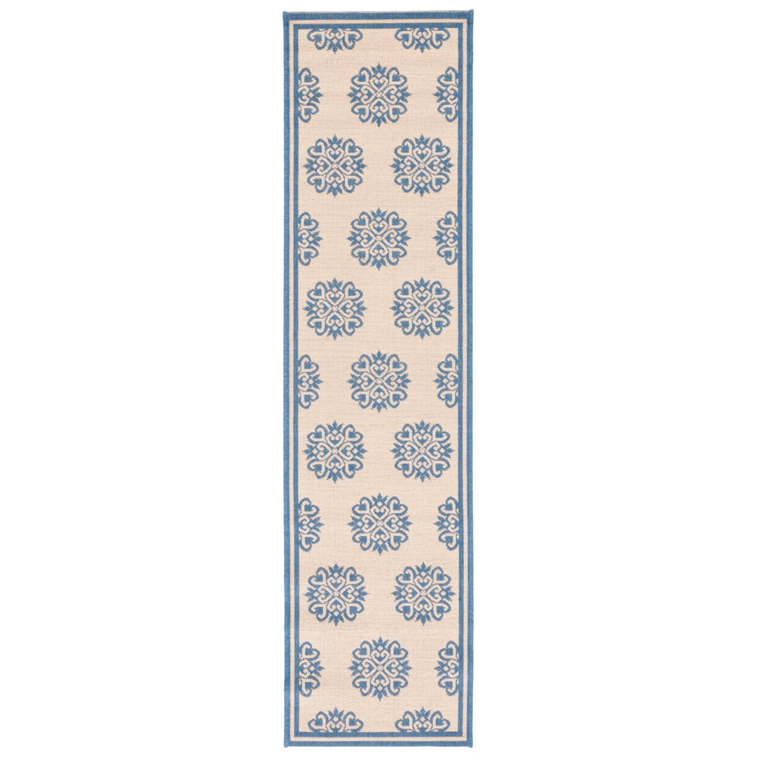 SAFAVIEH Outdoor LND181M Linden Collection Blue / Creme Rug Image 1