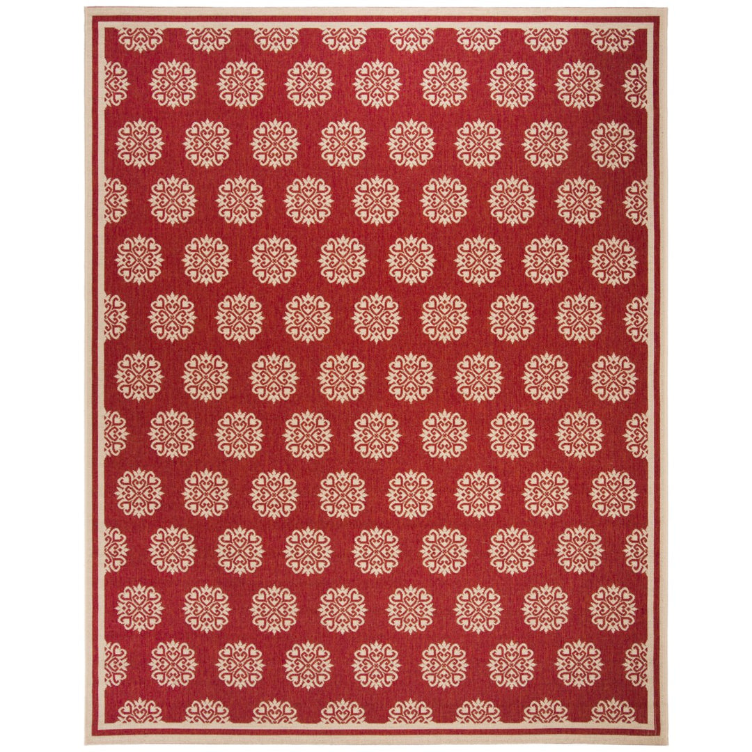 SAFAVIEH Outdoor LND181Q Linden Collection Red / Creme Rug Image 4