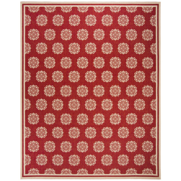 SAFAVIEH Outdoor LND181Q Linden Collection Red / Creme Rug Image 4