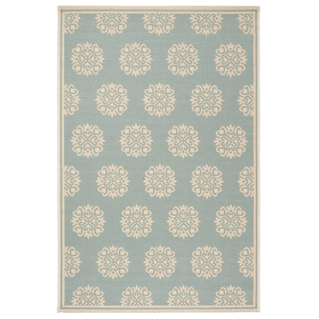 SAFAVIEH Outdoor LND181K Linden Collection Aqua / Cream Rug Image 8