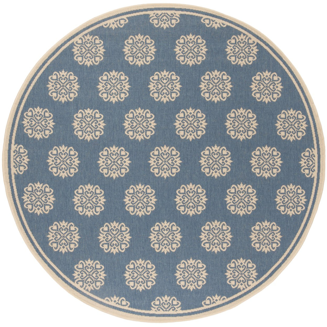 SAFAVIEH Outdoor LND181N Linden Collection Cream / Blue Rug Image 5