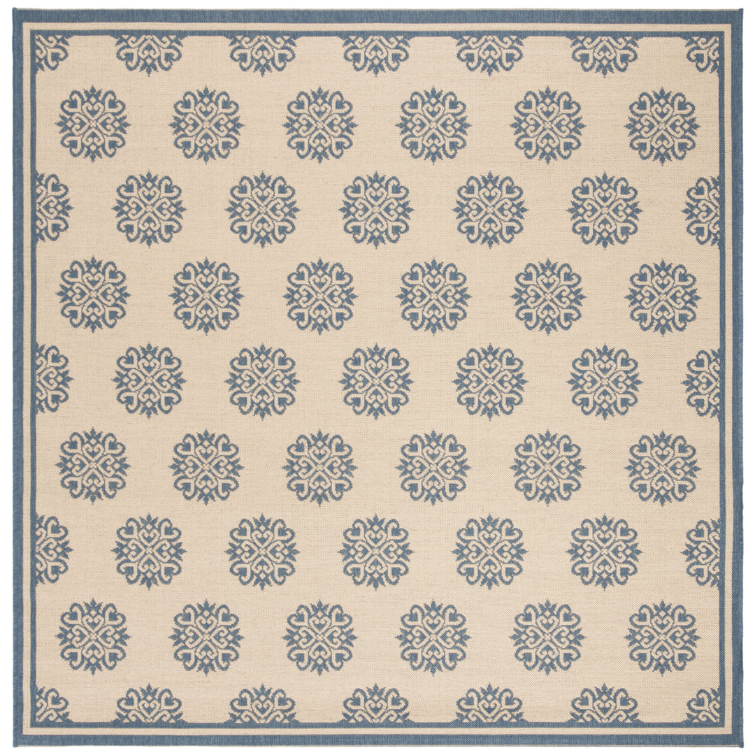 SAFAVIEH Outdoor LND181M Linden Collection Blue / Creme Rug Image 7