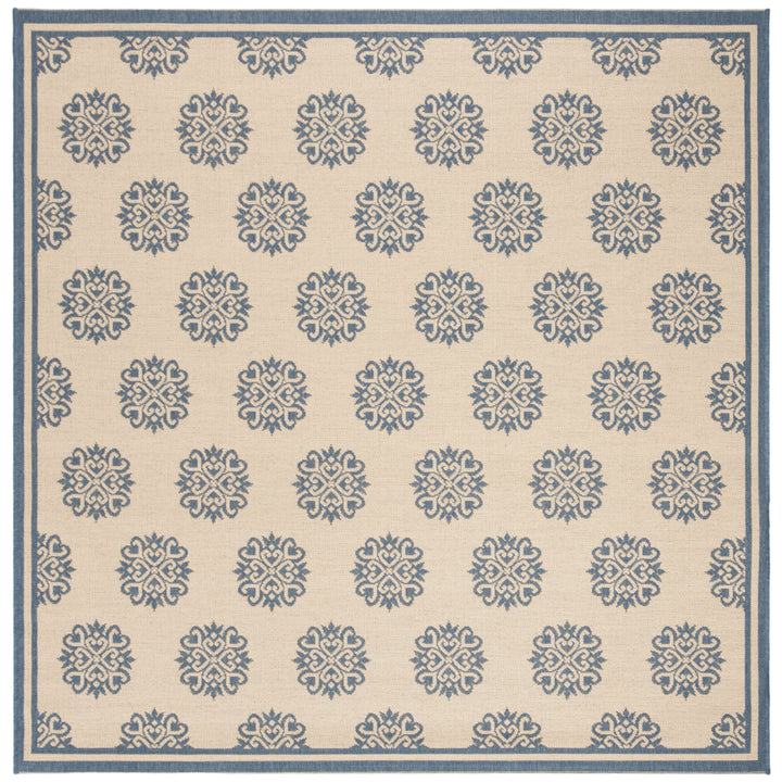 SAFAVIEH Outdoor LND181M Linden Collection Blue / Creme Rug Image 7