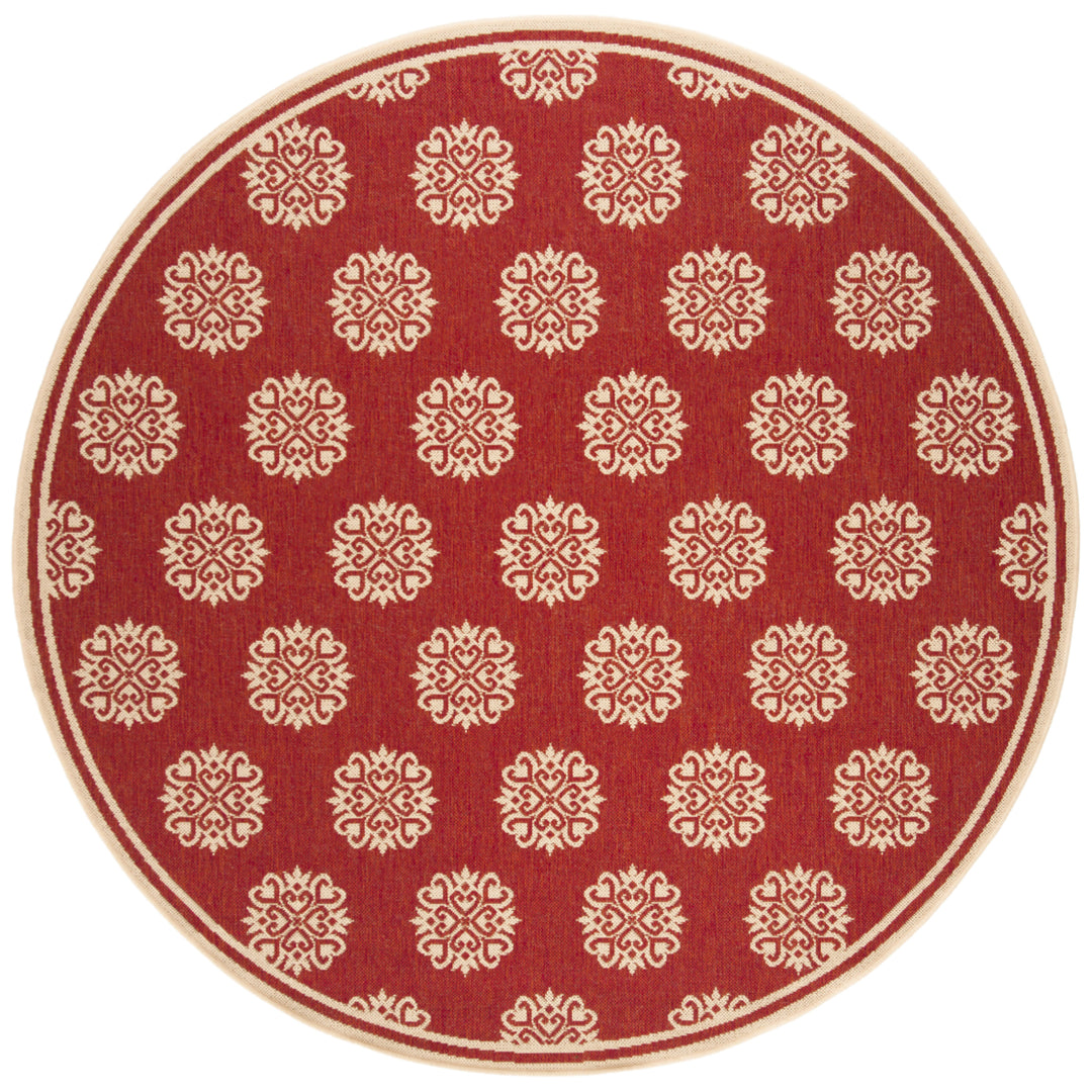 SAFAVIEH Outdoor LND181Q Linden Collection Red / Creme Rug Image 5