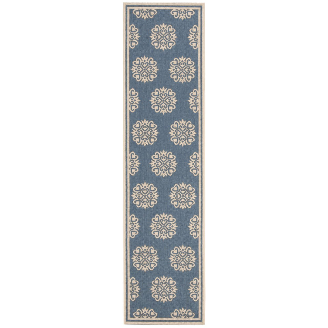 SAFAVIEH Outdoor LND181N Linden Collection Cream / Blue Rug Image 6