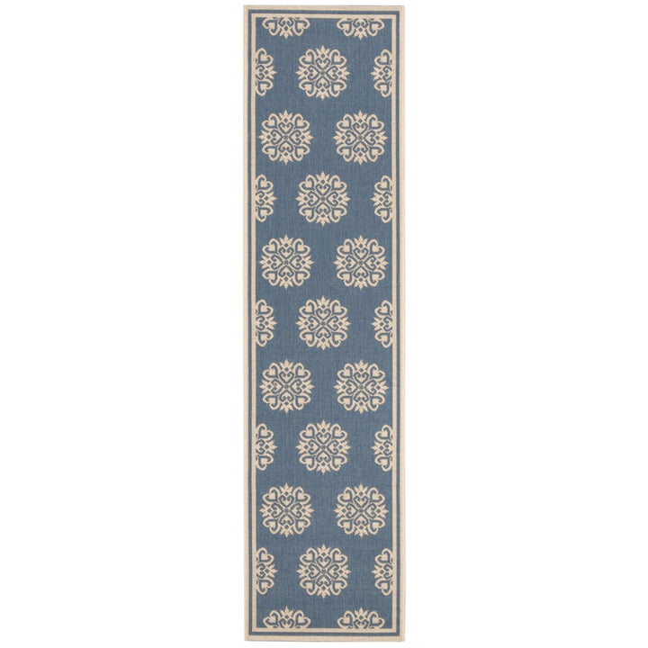 SAFAVIEH Outdoor LND181N Linden Collection Cream / Blue Rug Image 6