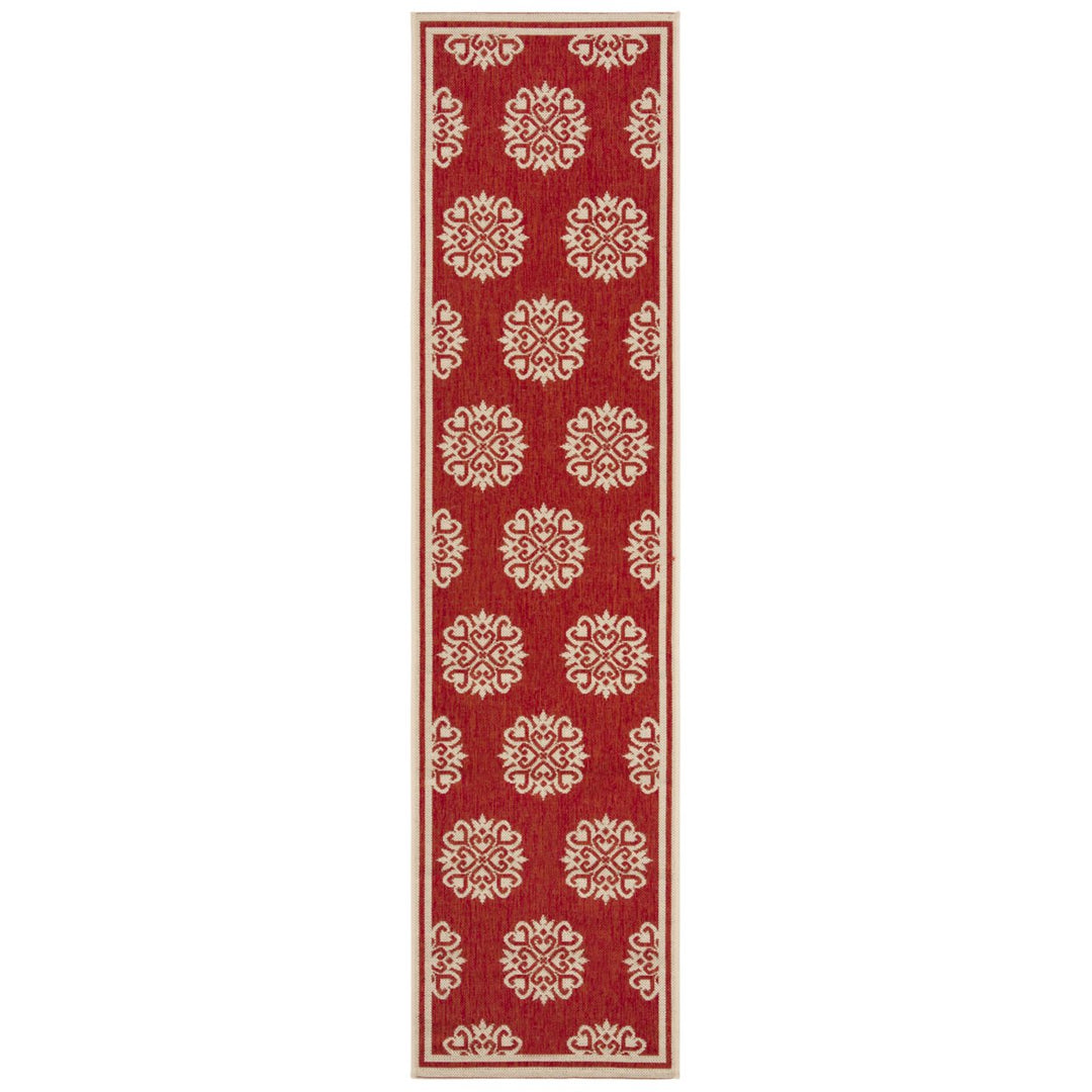 SAFAVIEH Outdoor LND181Q Linden Collection Red / Creme Rug Image 6