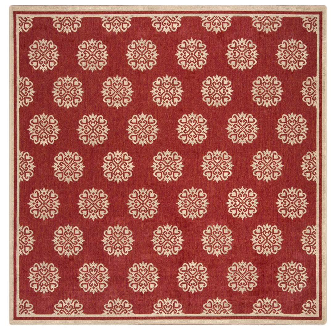 SAFAVIEH Outdoor LND181Q Linden Collection Red / Creme Rug Image 7