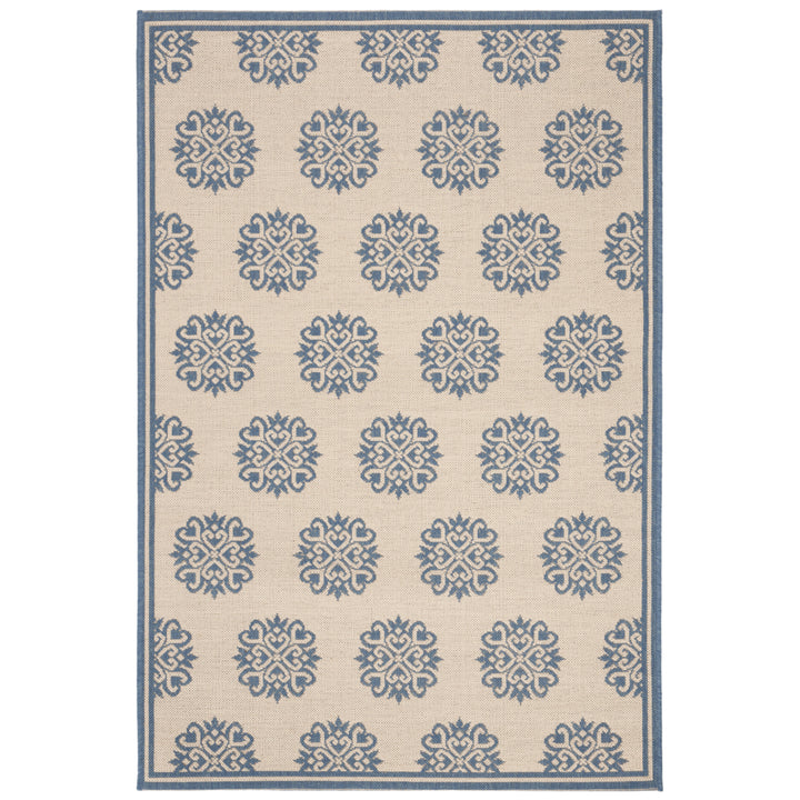 SAFAVIEH Outdoor LND181M Linden Collection Blue / Creme Rug Image 10