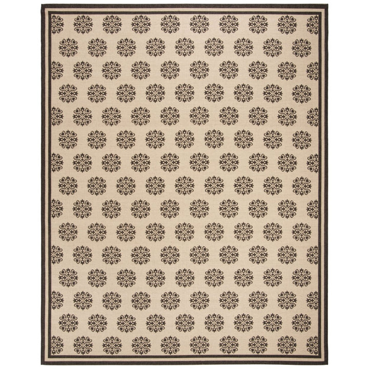 SAFAVIEH Outdoor LND181U Linden Collection Creme / Brown Rug Image 4