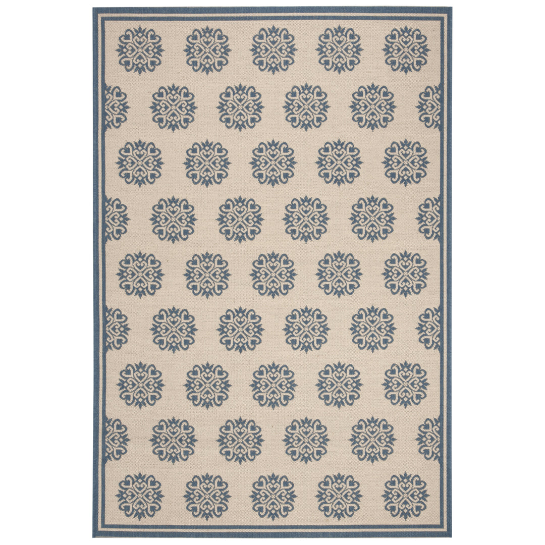 SAFAVIEH Outdoor LND181M Linden Collection Blue / Creme Rug Image 11