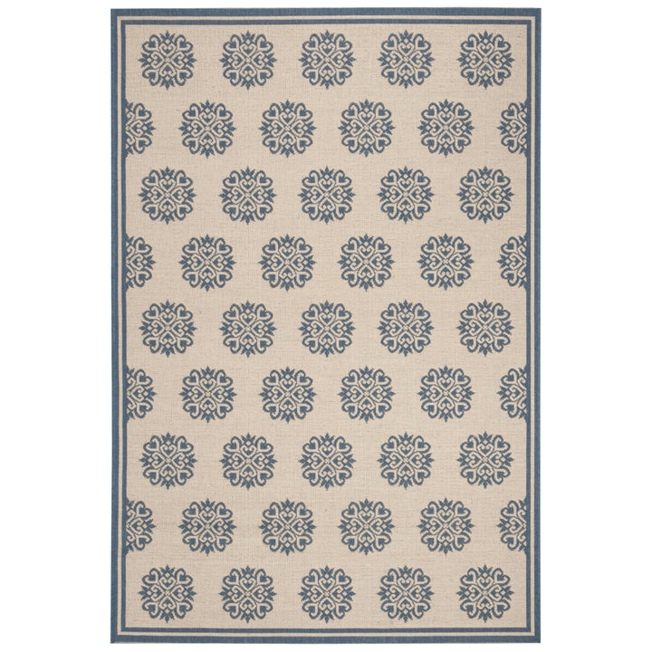 SAFAVIEH Outdoor LND181M Linden Collection Blue / Creme Rug Image 11