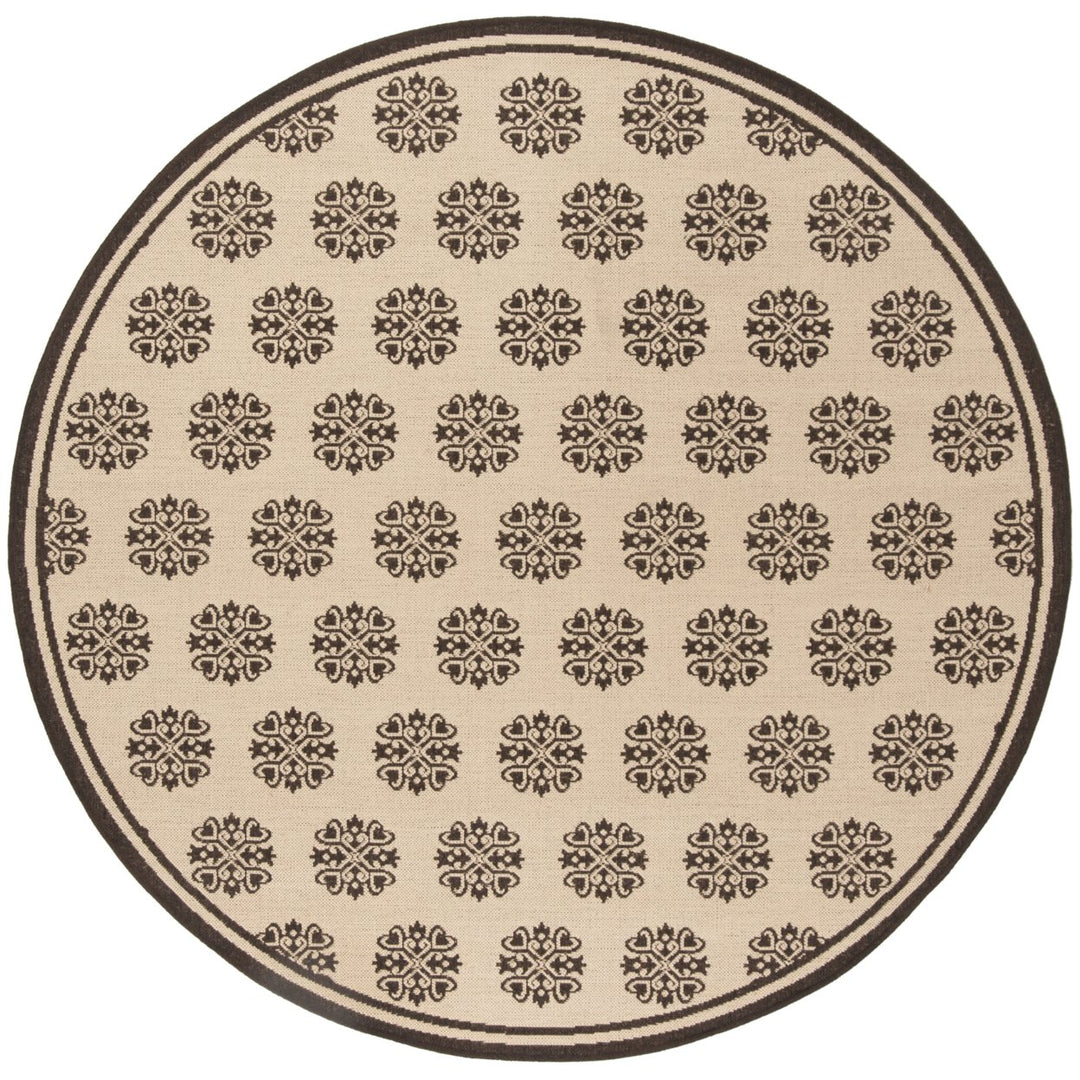 SAFAVIEH Outdoor LND181U Linden Collection Creme / Brown Rug Image 5