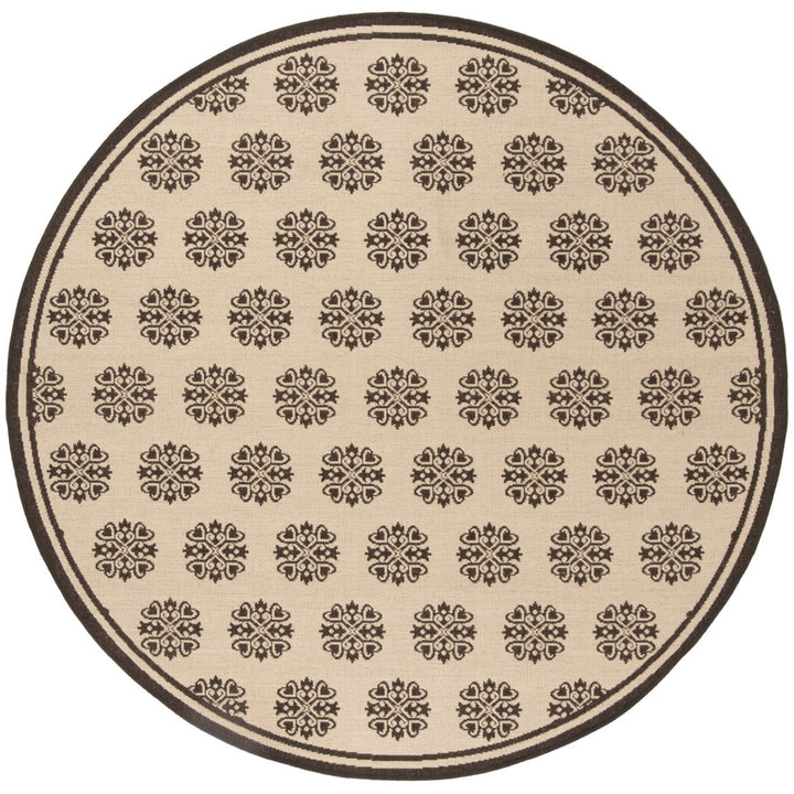 SAFAVIEH Outdoor LND181U Linden Collection Creme / Brown Rug Image 5