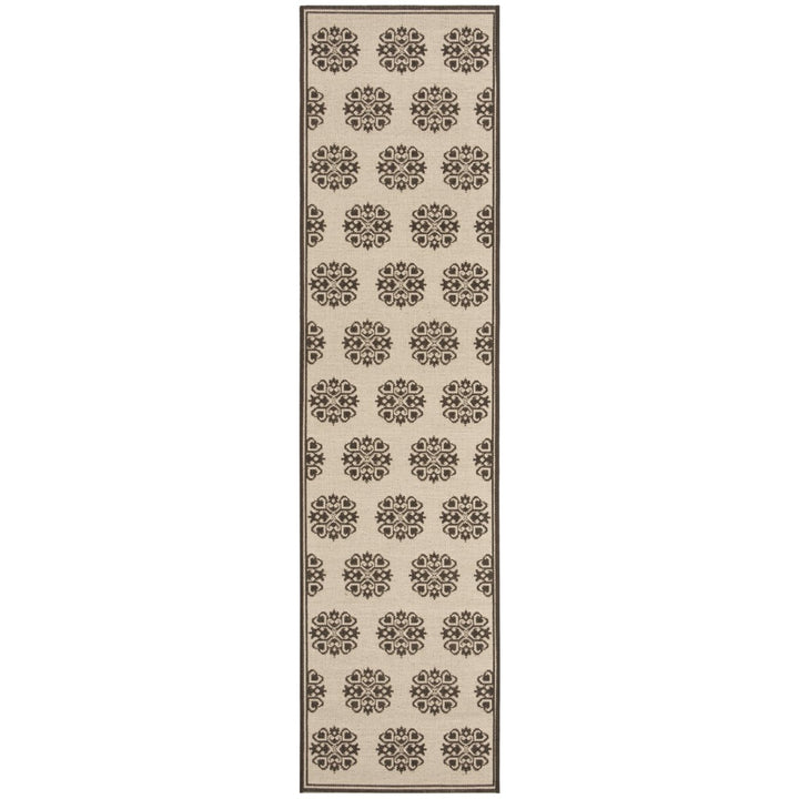 SAFAVIEH Outdoor LND181U Linden Collection Creme / Brown Rug Image 6