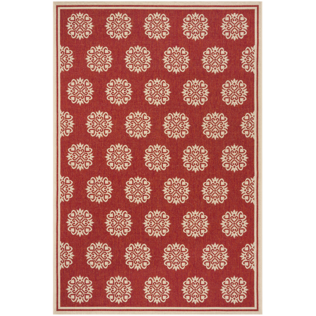 SAFAVIEH Outdoor LND181Q Linden Collection Red / Creme Rug Image 1