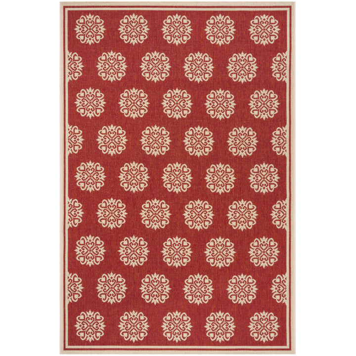 SAFAVIEH Outdoor LND181Q Linden Collection Red / Creme Rug Image 1