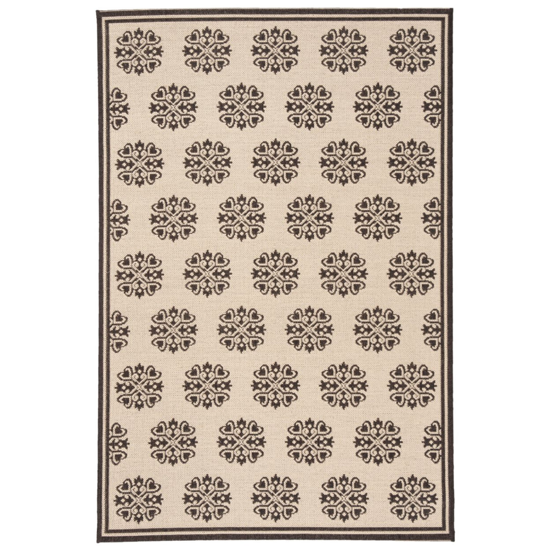 SAFAVIEH Outdoor LND181U Linden Collection Creme / Brown Rug Image 10