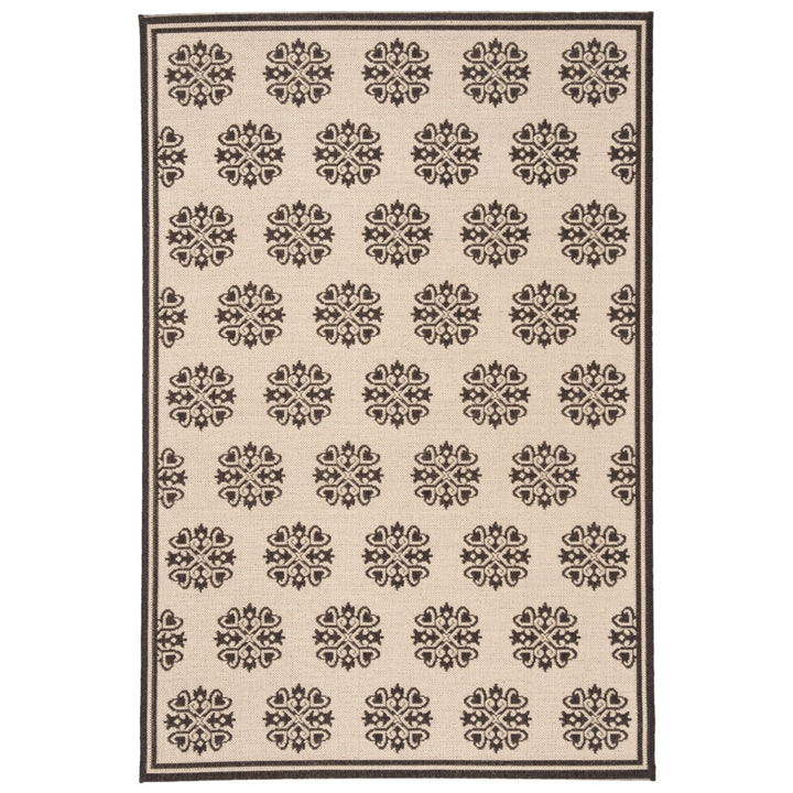 SAFAVIEH Outdoor LND181U Linden Collection Creme / Brown Rug Image 10