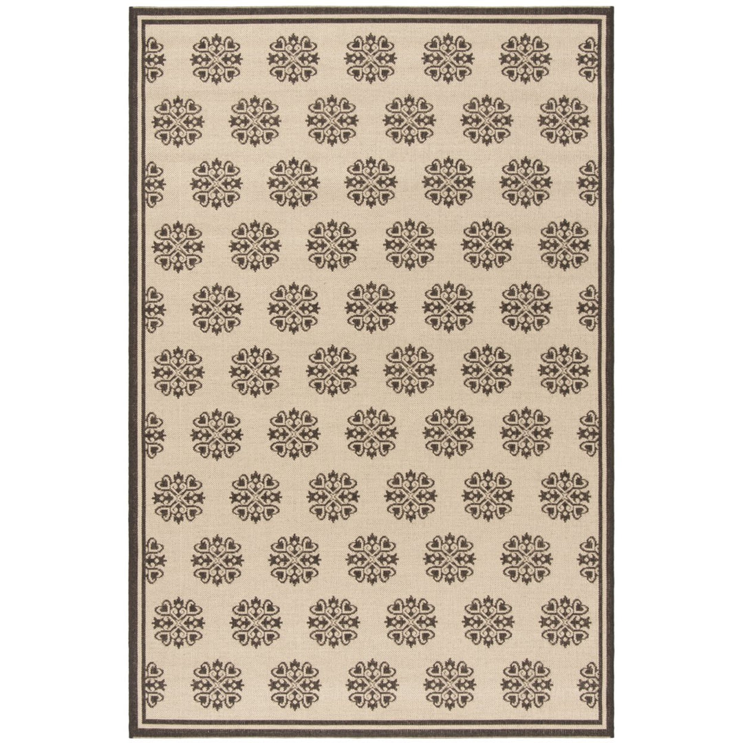 SAFAVIEH Outdoor LND181U Linden Collection Creme / Brown Rug Image 11