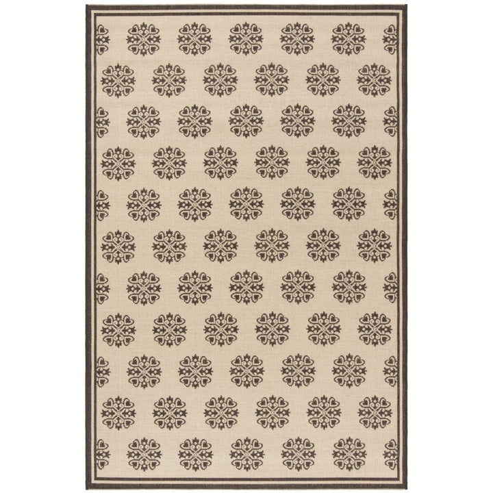 SAFAVIEH Outdoor LND181U Linden Collection Creme / Brown Rug Image 11