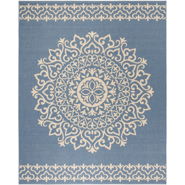 SAFAVIEH Outdoor LND183N Linden Collection Cream / Blue Rug Image 4