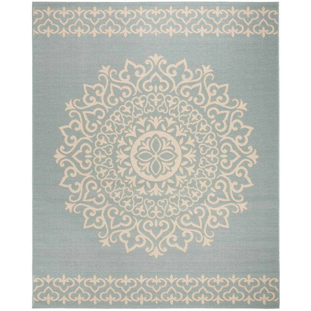 SAFAVIEH Outdoor LND183L Linden Collection Cream / Aqua Rug Image 4