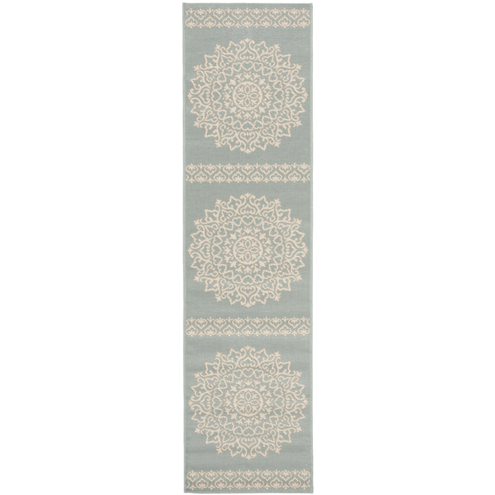 SAFAVIEH Outdoor LND183L Linden Collection Cream / Aqua Rug Image 6