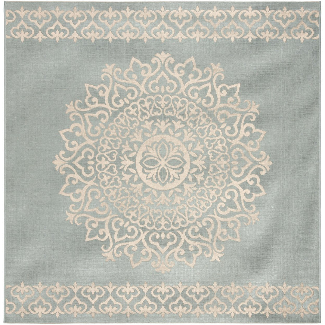 SAFAVIEH Outdoor LND183L Linden Collection Cream / Aqua Rug Image 7