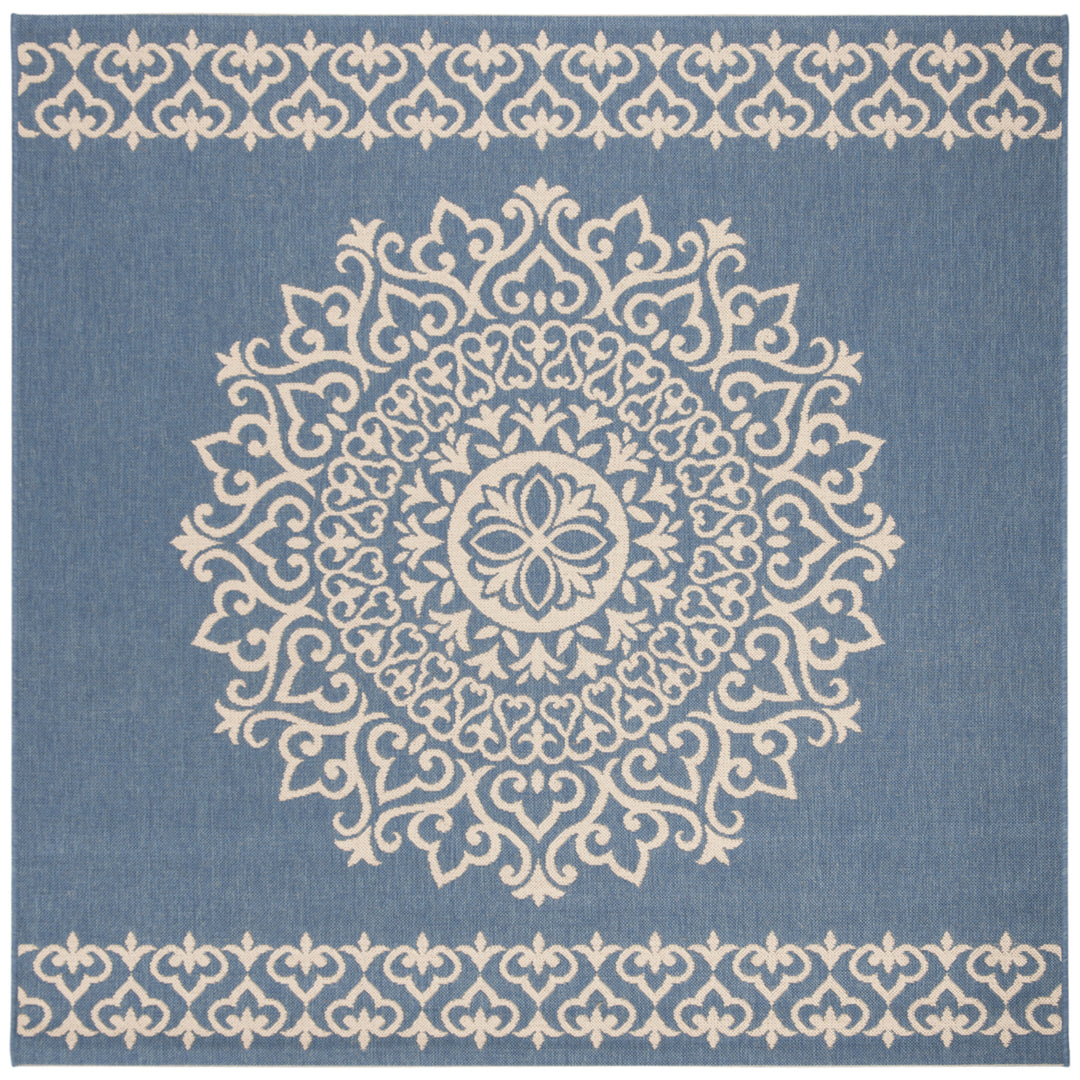 SAFAVIEH Outdoor LND183N Linden Collection Cream / Blue Rug Image 7