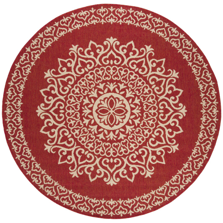 SAFAVIEH Outdoor LND183Q Linden Collection Red / Creme Rug Image 5