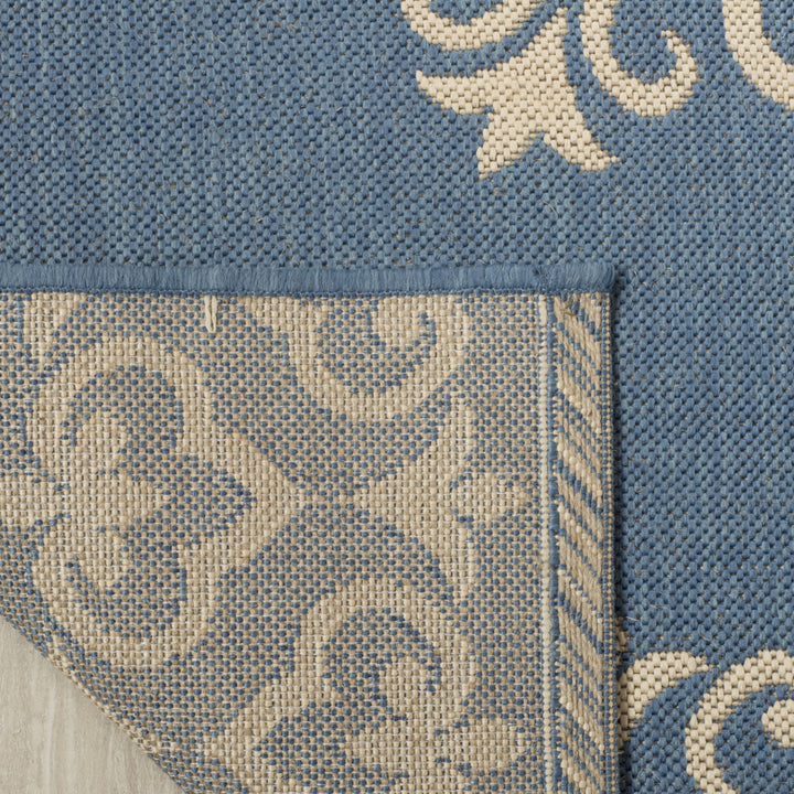 SAFAVIEH Outdoor LND183N Linden Collection Cream / Blue Rug Image 9