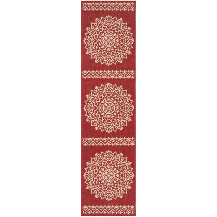 SAFAVIEH Outdoor LND183Q Linden Collection Red / Creme Rug Image 6