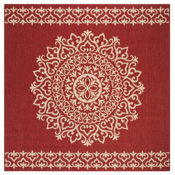 SAFAVIEH Outdoor LND183Q Linden Collection Red / Creme Rug Image 7