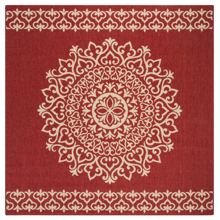 SAFAVIEH Outdoor LND183Q Linden Collection Red / Creme Rug Image 1