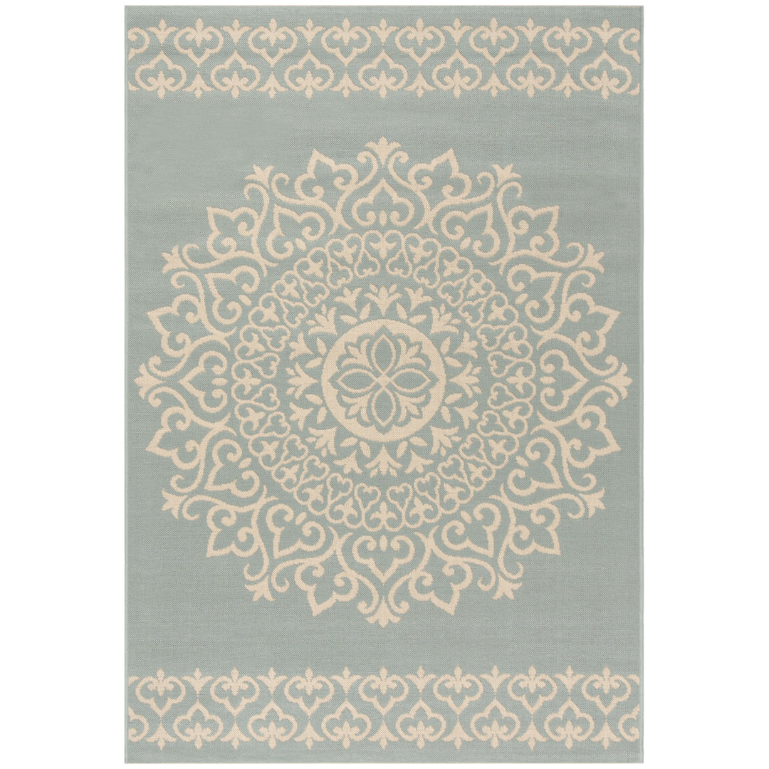 SAFAVIEH Outdoor LND183L Linden Collection Cream / Aqua Rug Image 11