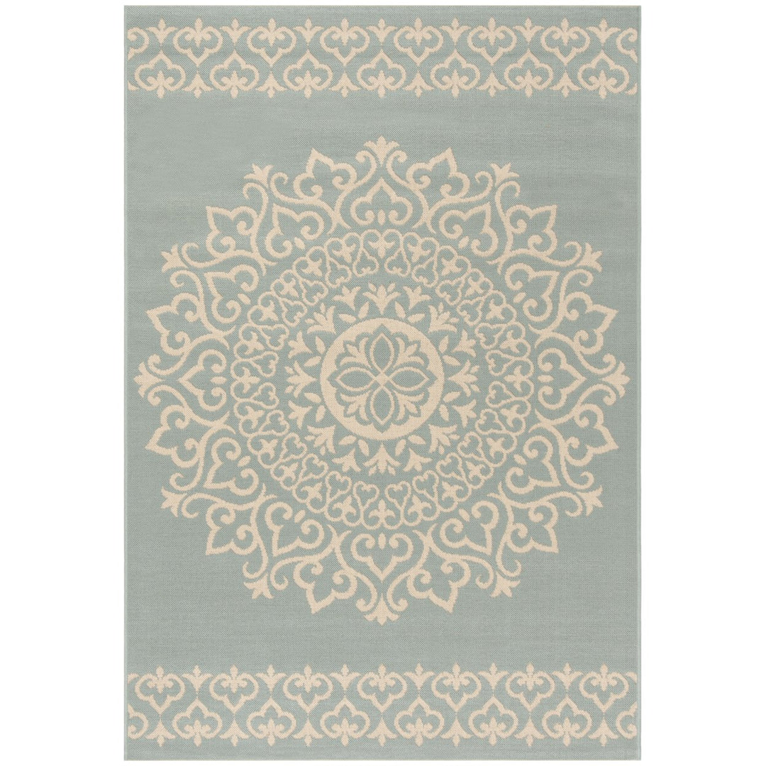 SAFAVIEH Outdoor LND183L Linden Collection Cream / Aqua Rug Image 1