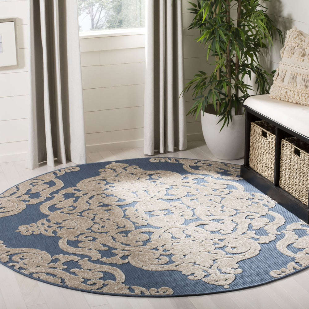 SAFAVIEH Indoor Outdoor MNR152A Monroe Collection Blue Rug Image 2