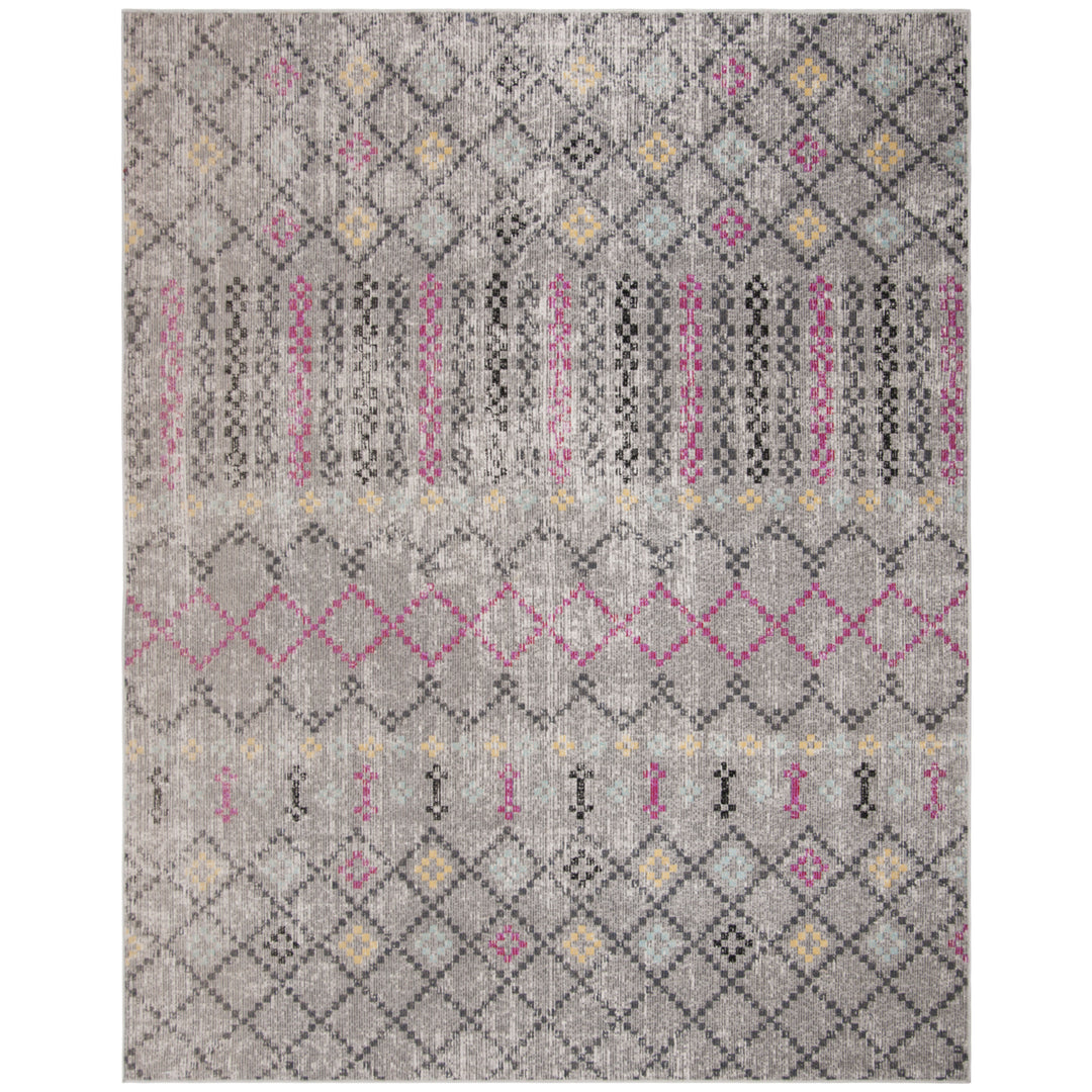 SAFAVIEH Outdoor MTG161G Montage Collection Grey / Multi Rug Image 1