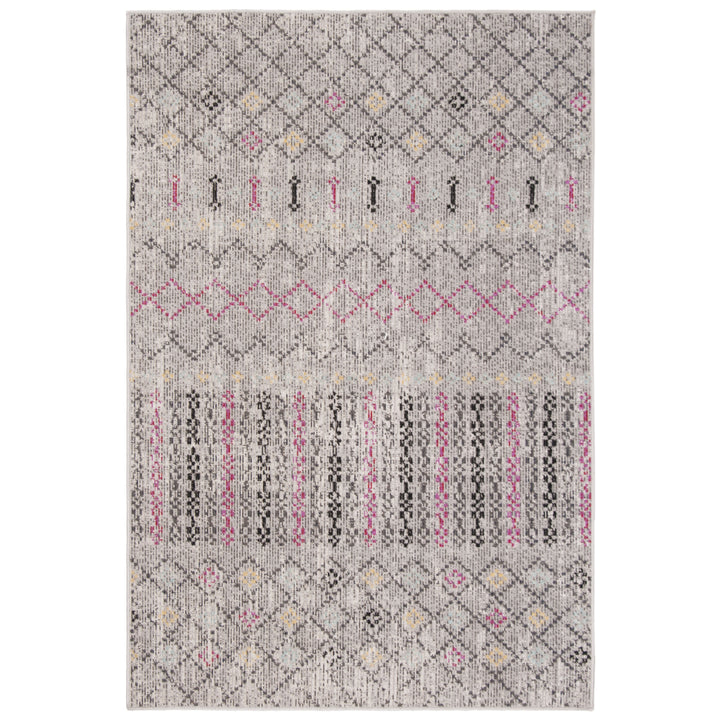 SAFAVIEH Outdoor MTG161G Montage Collection Grey / Multi Rug Image 4