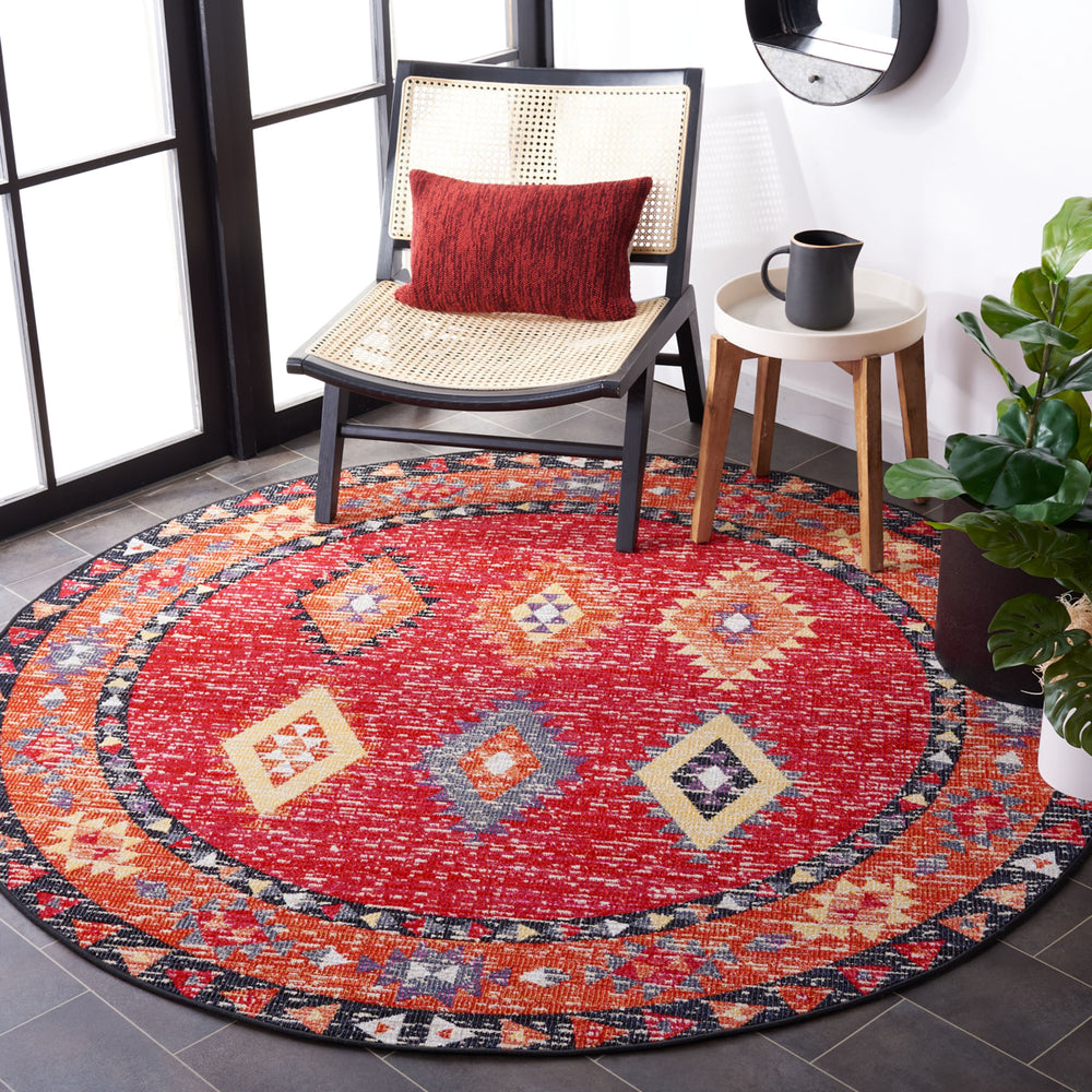 SAFAVIEH Outdoor MTG201Q Montage Collection Red / Black Rug Image 2