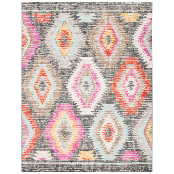 SAFAVIEH Outdoor MTG212F Montage Collection Grey / Multi Rug Image 3